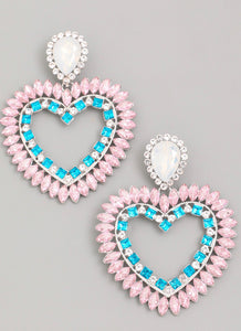 Shiny Heart Crystal Drop Earrings