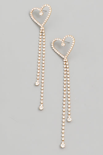 Shiny Rhinestone Heart Earrings